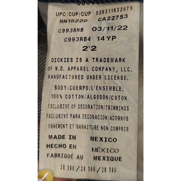 Dickies 5 Pocket Straight Leg Blue Work Jeans Men's Size 28x39 NWT - Picture 4 of 9